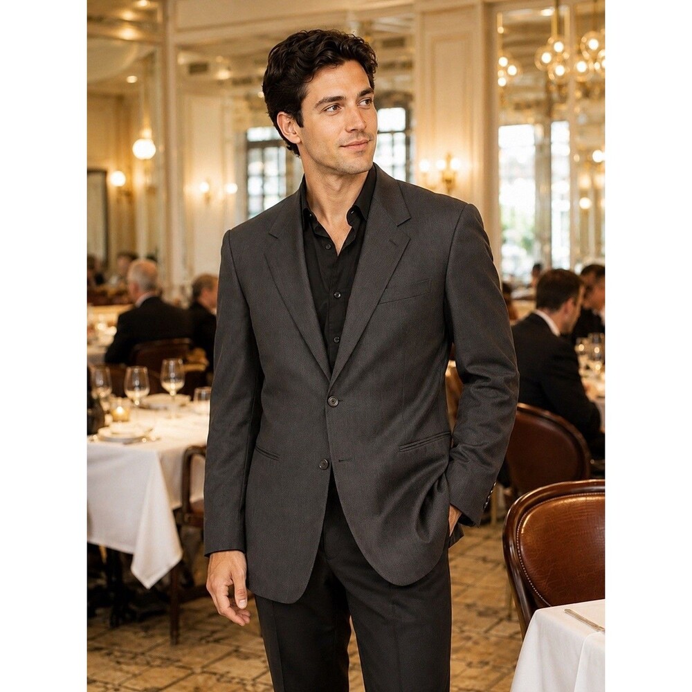 Vtg Vito Rufolo 42R Black Extra Fine Merinos Italy Mens Blazer Jacket Sport Coat